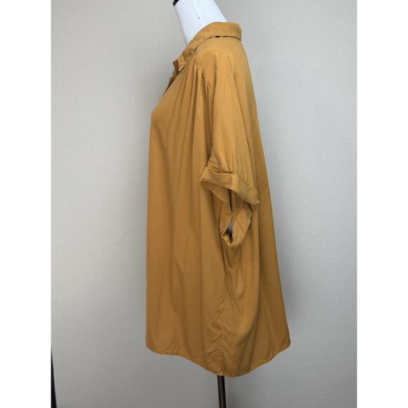 Lane Bryant Sz 20 Quarter Button Up Blouse Short Sleeve Tunic Top Flowy Brownish - Picture 6 of 11